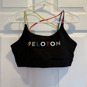 Peloton Black Sports Bra with Multicolor Straps